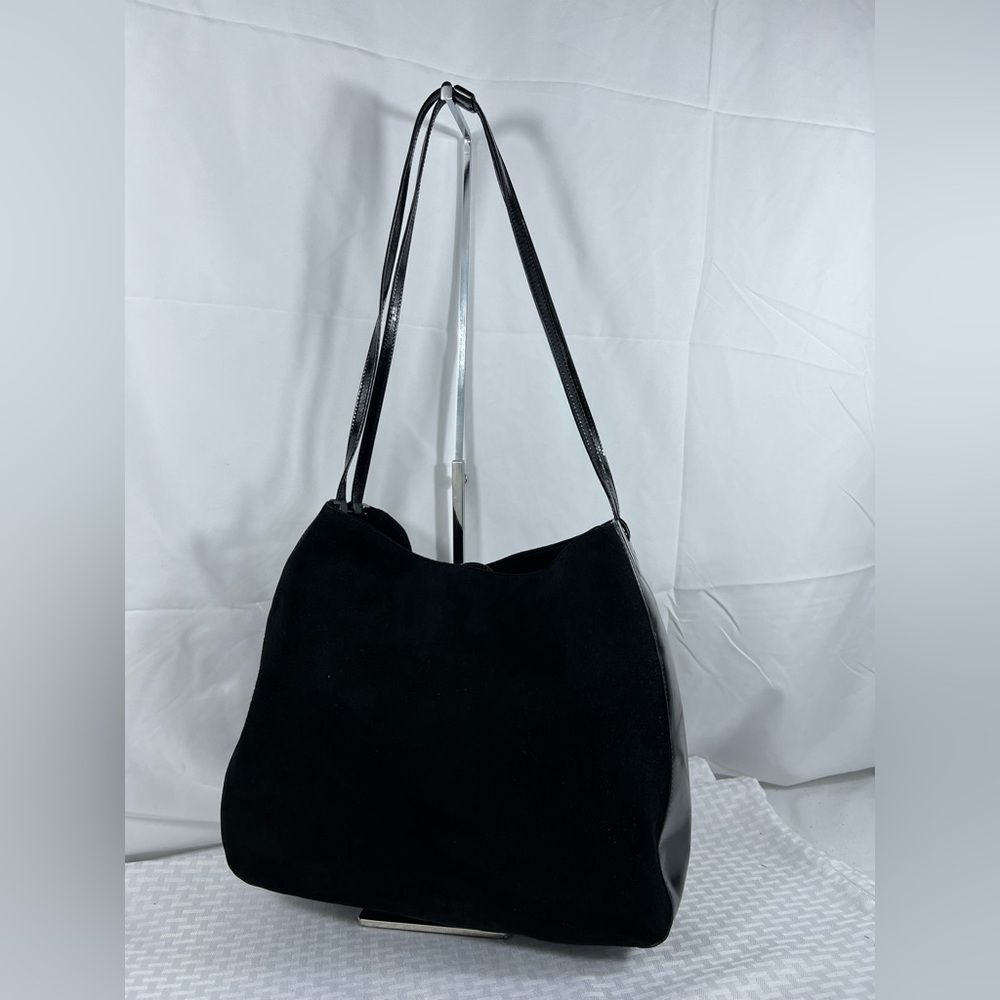 3158: Bally Black Suede & Leather Tote / shoulder Bag, Made in Italy, Authentic